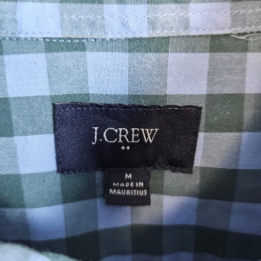 J Crew Men's Blue & Green Checked Button Down Shirt Size M 100% Cotton‎ SMUDGE